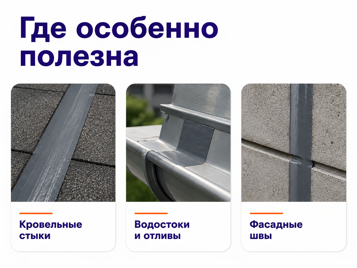 Germetex бутилкаучуковая соединительная лента односторонняя, 50 мм × 3 м, серая RAL 7024 фото 4