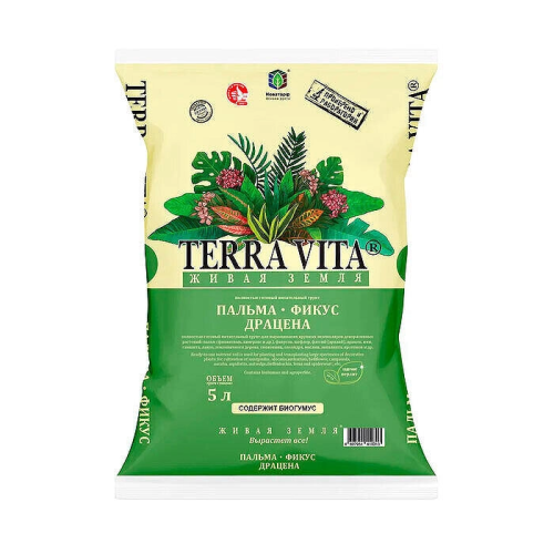Живая земля готовый почвогрунт Пальма-Фикус-Драцена 5 л TERRA VITA 4607951410313