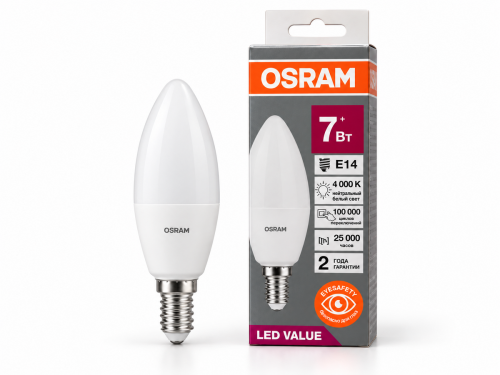 Лампа светодиодная OSRAM LVCLB60, 7 Вт, E14, 4000 К