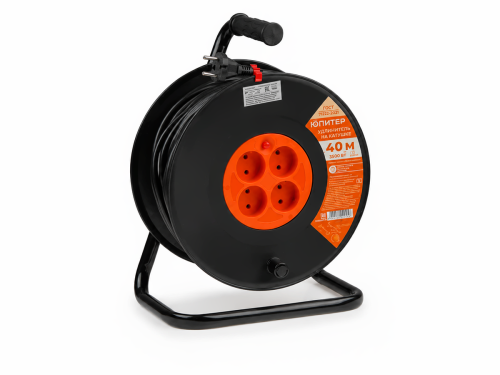 Юпитер удлинитель на катушке JP8403-02, 40 м, 4 розетки, без заземления