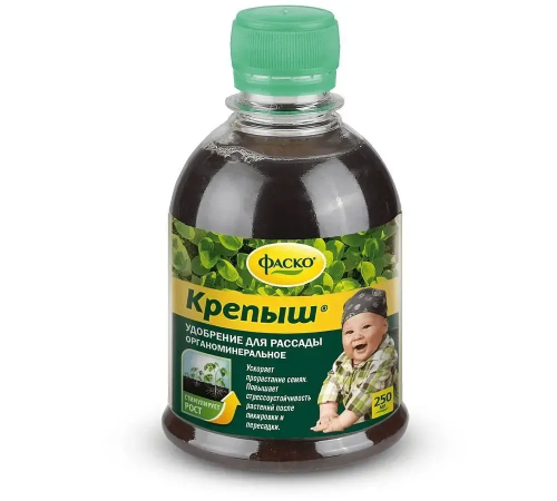 Удобрения органоминеральное жидкое Крепыш в бутылках ДЛЯ РАССАДЫ, 0.25л. 4600757944556