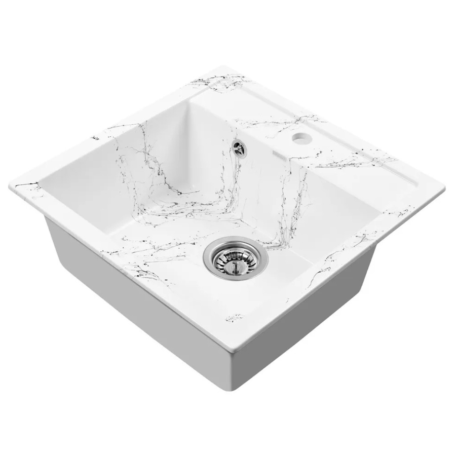 Комплект Мойка WA11-12 бело-черная Wisent+Смеситель W4998-3-28 вайт Wisent+Дозатор WW405A сатин Wisent