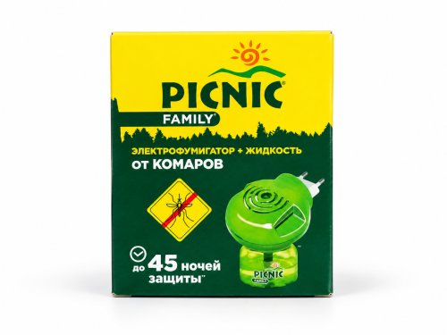 Комплект от комаров Picnic Family: электрофумигатор и жидкость 30 мл, до 45 ночей