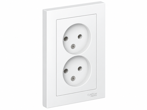 Systeme Electric розетка двойная AtlasDesign ATN000120, без заземления, 16 А, белая