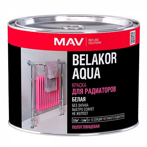 Краска BELAKOR AQUA Для радиаторов белая п/гл  0,5л (0,5кг)