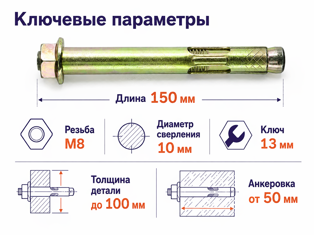 STARFIX анкер с болтом M8×10×150 мм фото 2