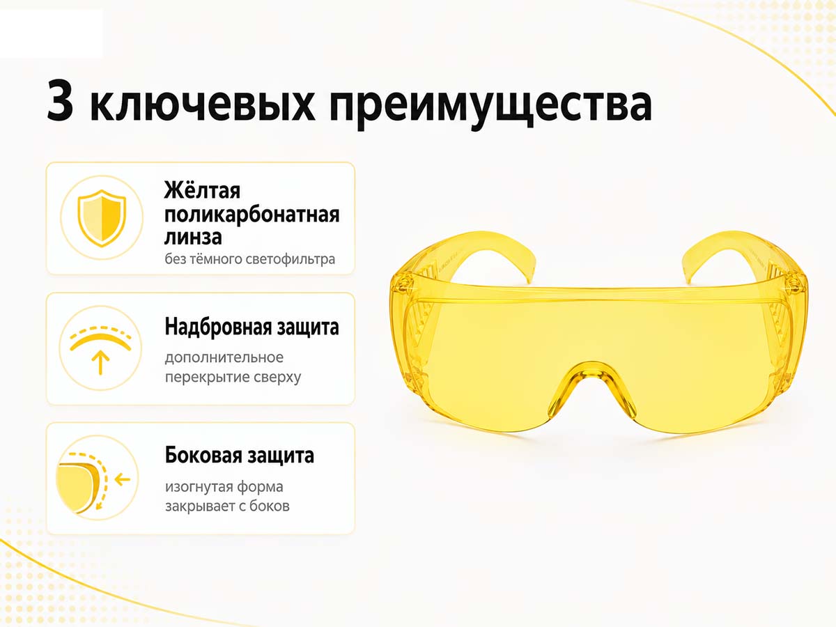 Очки защитные открытые STARTUL О-24 ST7220-24, жёлтые