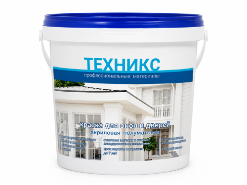 Краска ТЕХНИКС для окон и дверей ВД-АК-1 УМ, белая полуматовая, 1 кг