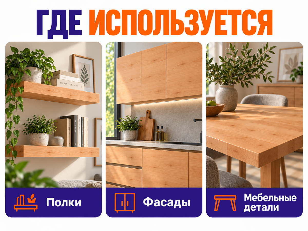 Мебельный щит из ольхи, 950×224×20 мм, сорт 2/2 фото 3