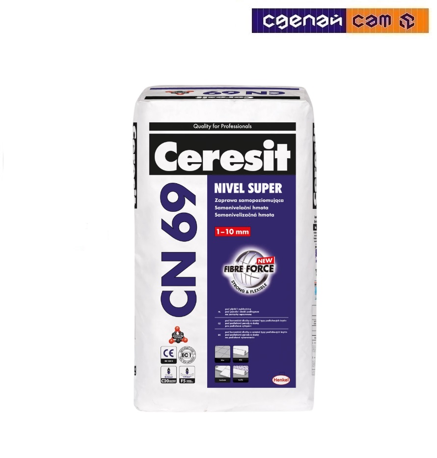 Смесь Ceresit CN 69 растворная сухая самовыравнивающаяся для стяжек повышенной прочности 25кг