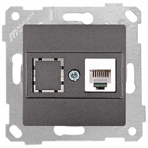Rita - Розетка 1хRJ-45 кат. 5e UTP, дымчатый  2200-136-0195