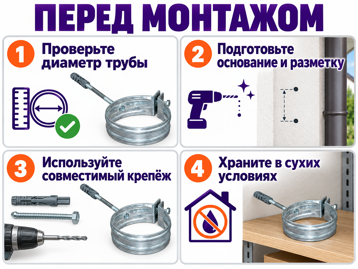 Кронштейн трубы оцинкованный Ø110 мм фото 4
