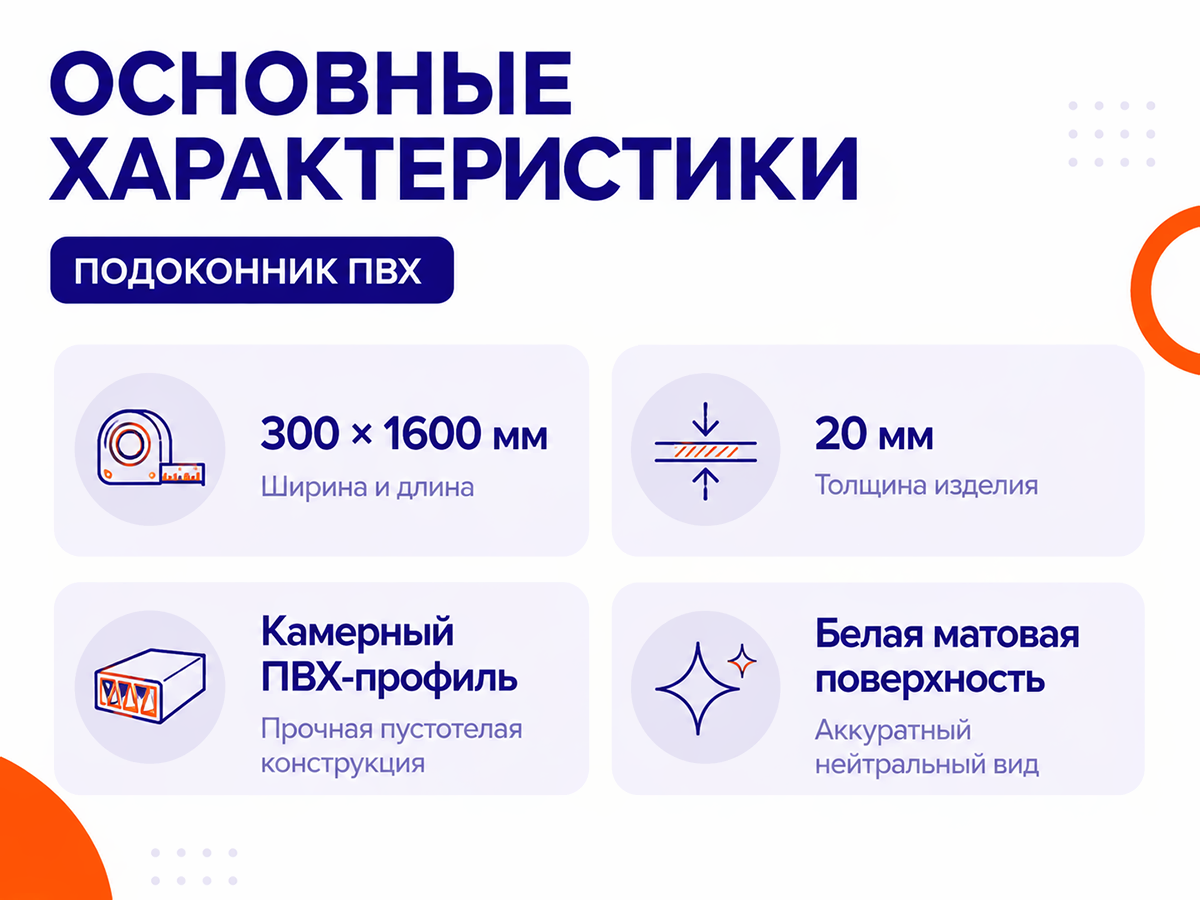 АНВ Пласт подоконник ПВХ, 300×1600×20 мм, белый фото 2