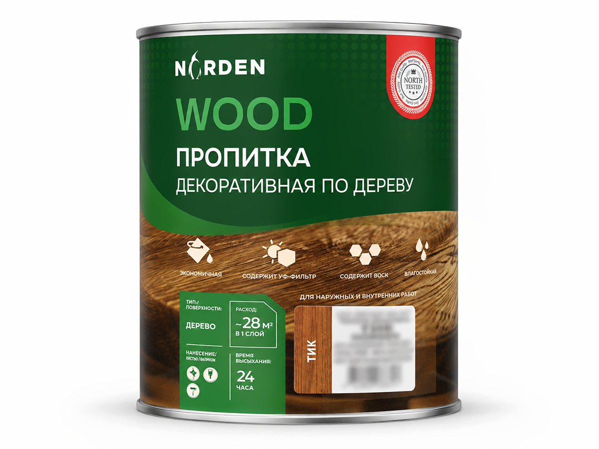 Пропитка декоративная NORDEN WOOD, тик, 2,25 кг