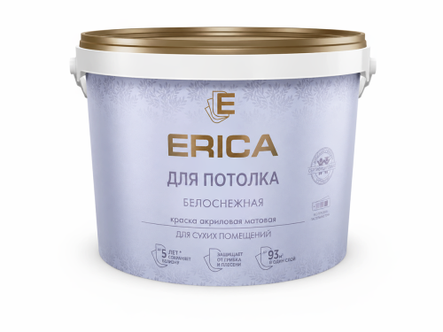 Краска акриловая ERICA для потолка, белая матовая, 1,4 кг