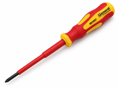Отвёртка крестовая диэлектрическая General G-Pro, PH0×75 мм, 1000 В, 901007
