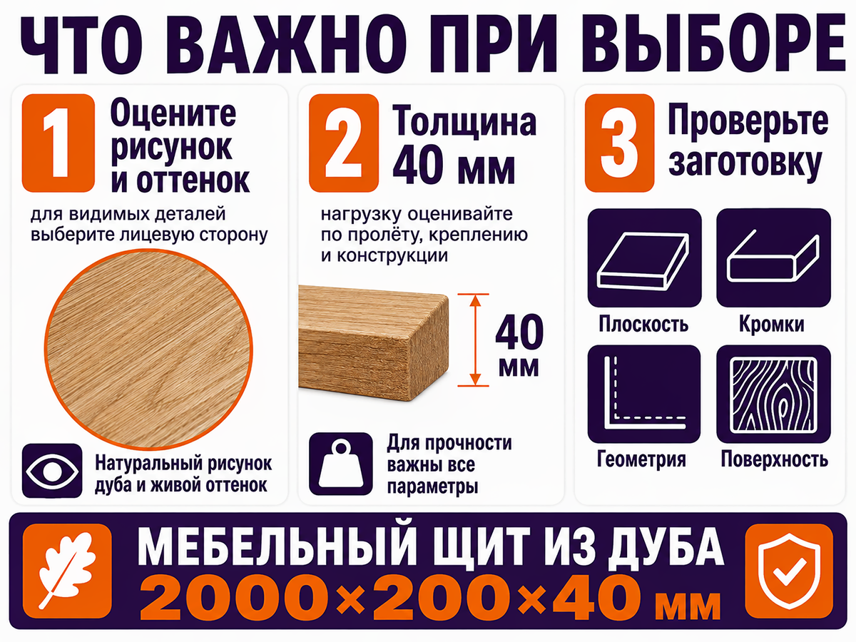 Мебельный щит из дуба цельноламельный, 2000×200×40 мм, сорт BC фото 5