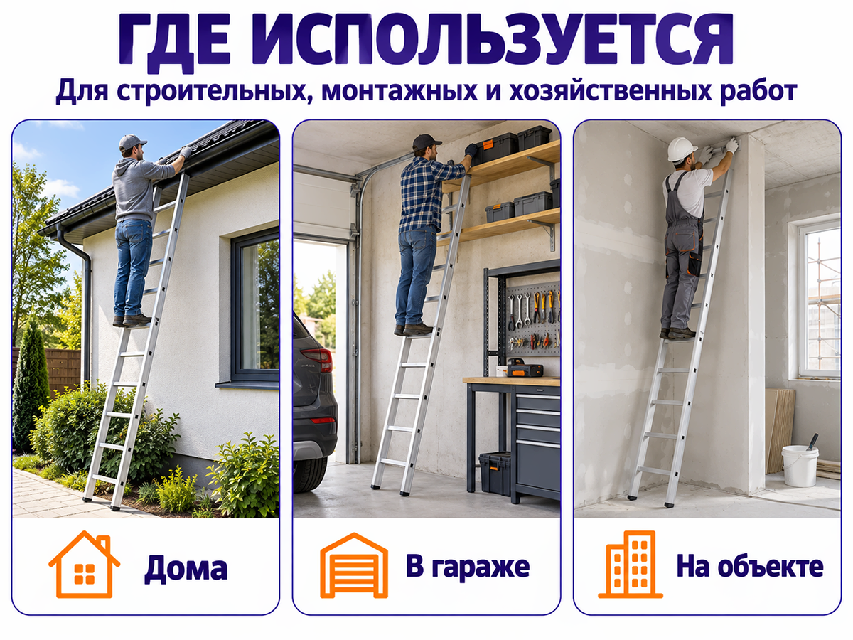 Лестница алюминиевая односекционная ALUMET SC1010, 10 ступеней фото 3