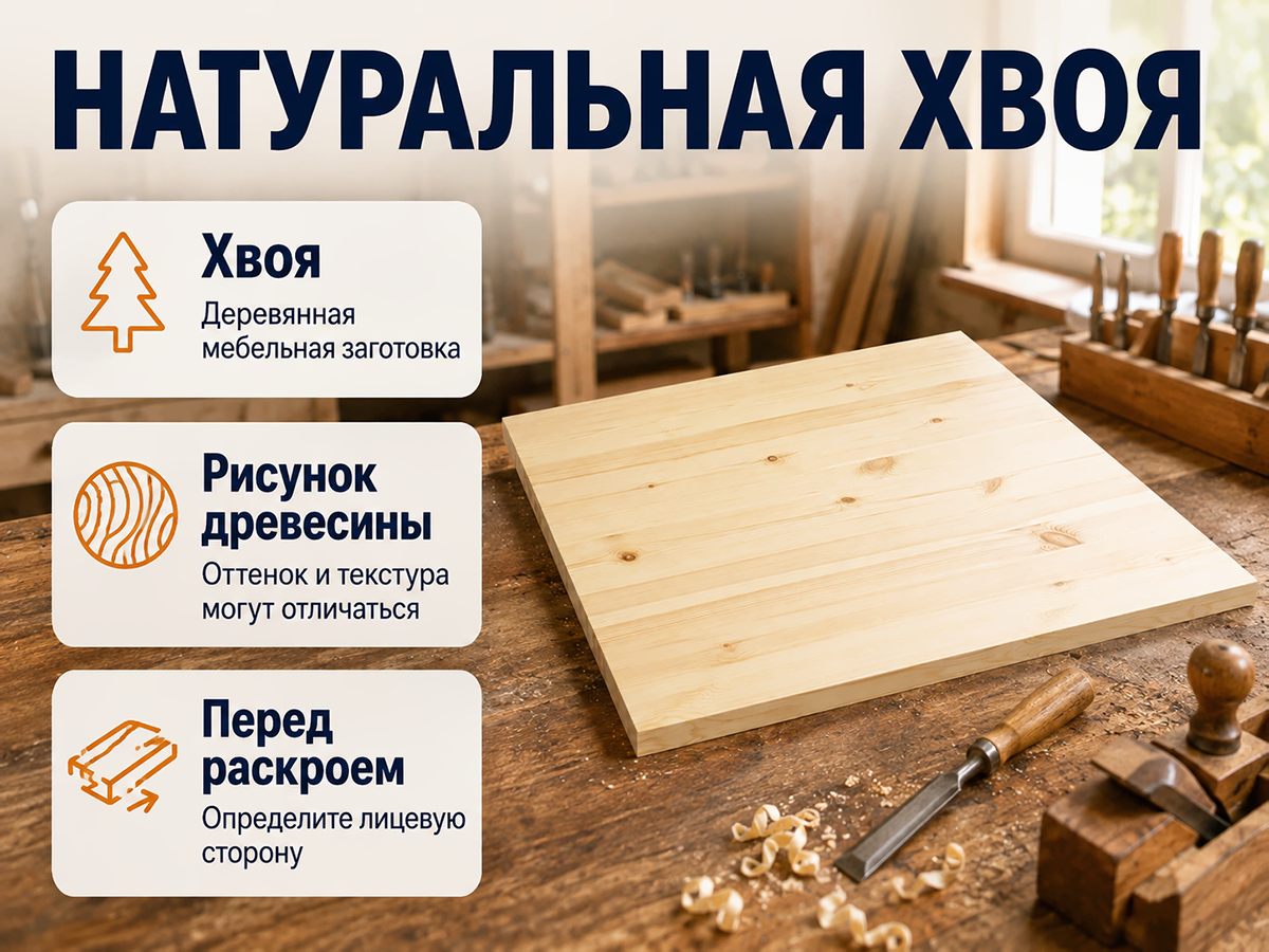Столешница из хвои 800×800×28 мм, квадратная фото 3