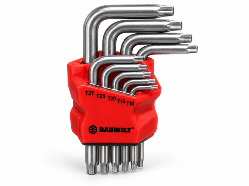 Набор шестигранных ключей Torx T10–T50, CrV, 9 шт., короткие, 03170-030900