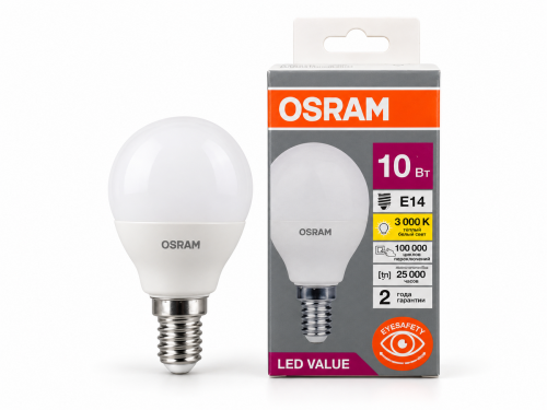 Светодиодная лампа Osram LVCLP75, 10 Вт, E14, 3000 К
