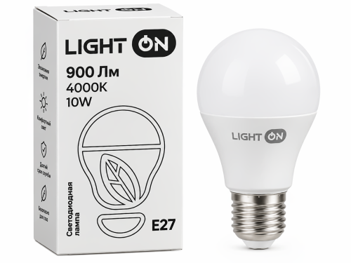 Light ON лампа светодиодная LED-M A60, 10 Вт, 4000 К, E27