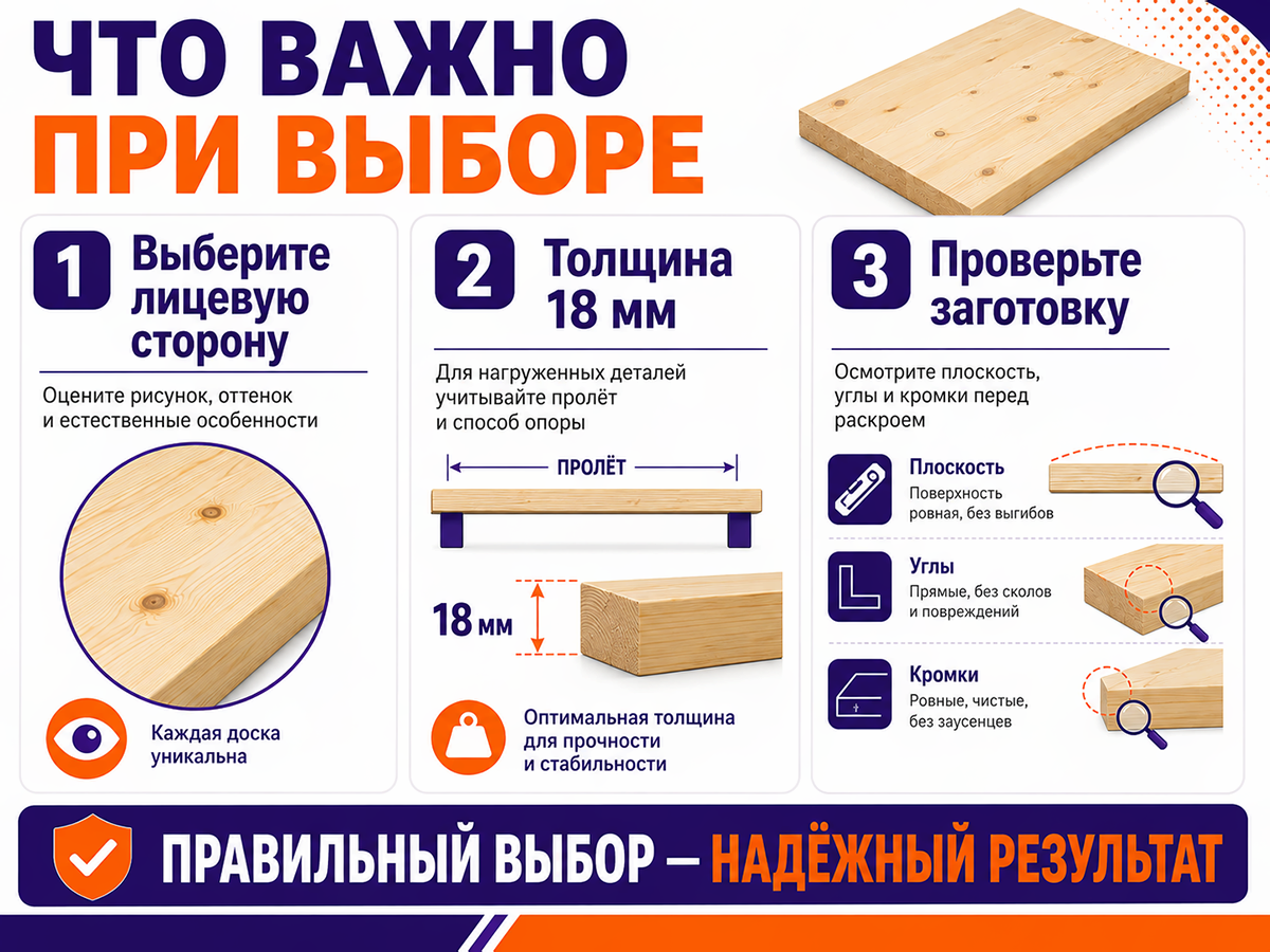 Мебельный щит из сосны/ели 200×200×18 мм, сорт 1/2
