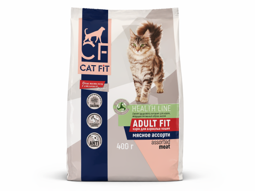 CAT FIT корм сухой для взрослых кошек, мясное ассорти, 400 г