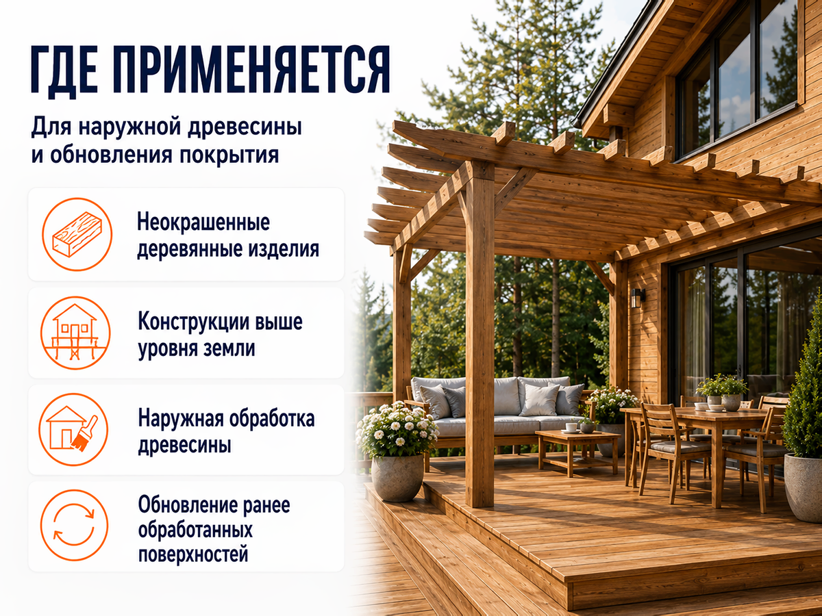 Состав PROFITEX декоративно-защитный для древесины «Светлый орех», 1 л (0,7 кг) фото 5