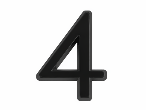 FUARO цифра «4» самоклеящаяся, ABS-пластик, 50×37 мм, чёрная