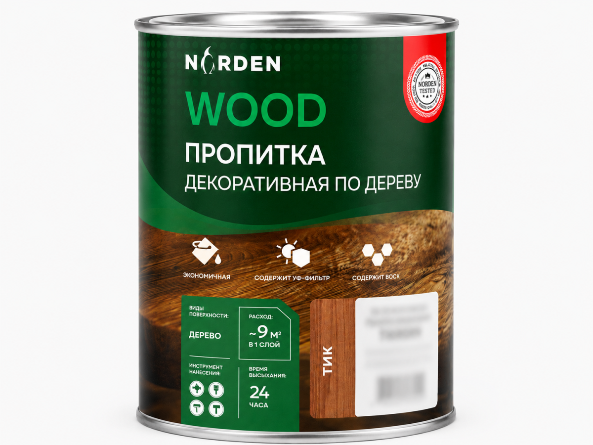 Пропитка декоративная NORDEN WOOD, тик, 0,75 кг