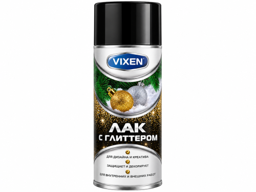 Лак с глиттером VIXEN, золото, аэрозоль, 210 мл