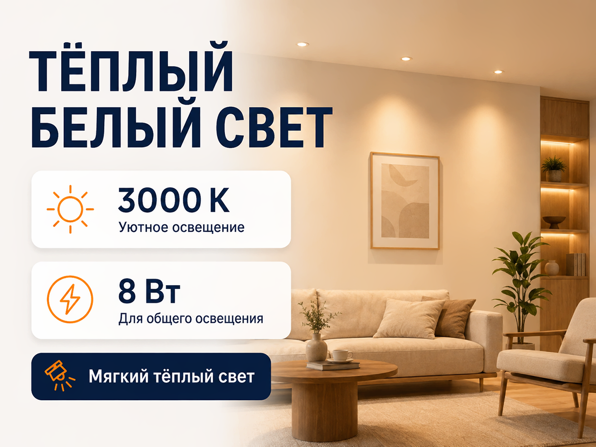 Белсвет лампа светодиодная LED M MR16, 8 Вт, GU5.3, 3000 K фото 2