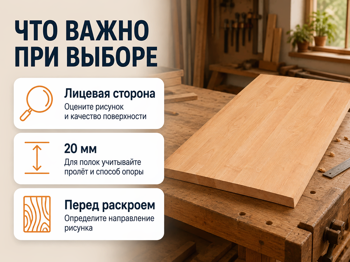 Мебельный щит из ольхи 1000×620×20 мм, сорт 1/2 фото 3