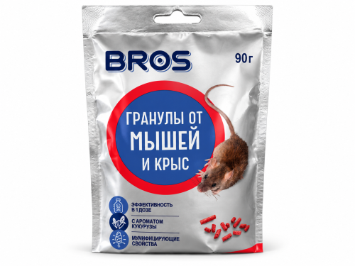 Гранулы BROS от мышей и крыс, 90 г