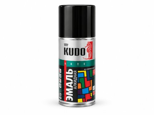 Эмаль универсальная аэрозольная KUDO, чёрная глянцевая RAL 9005, 210 мл