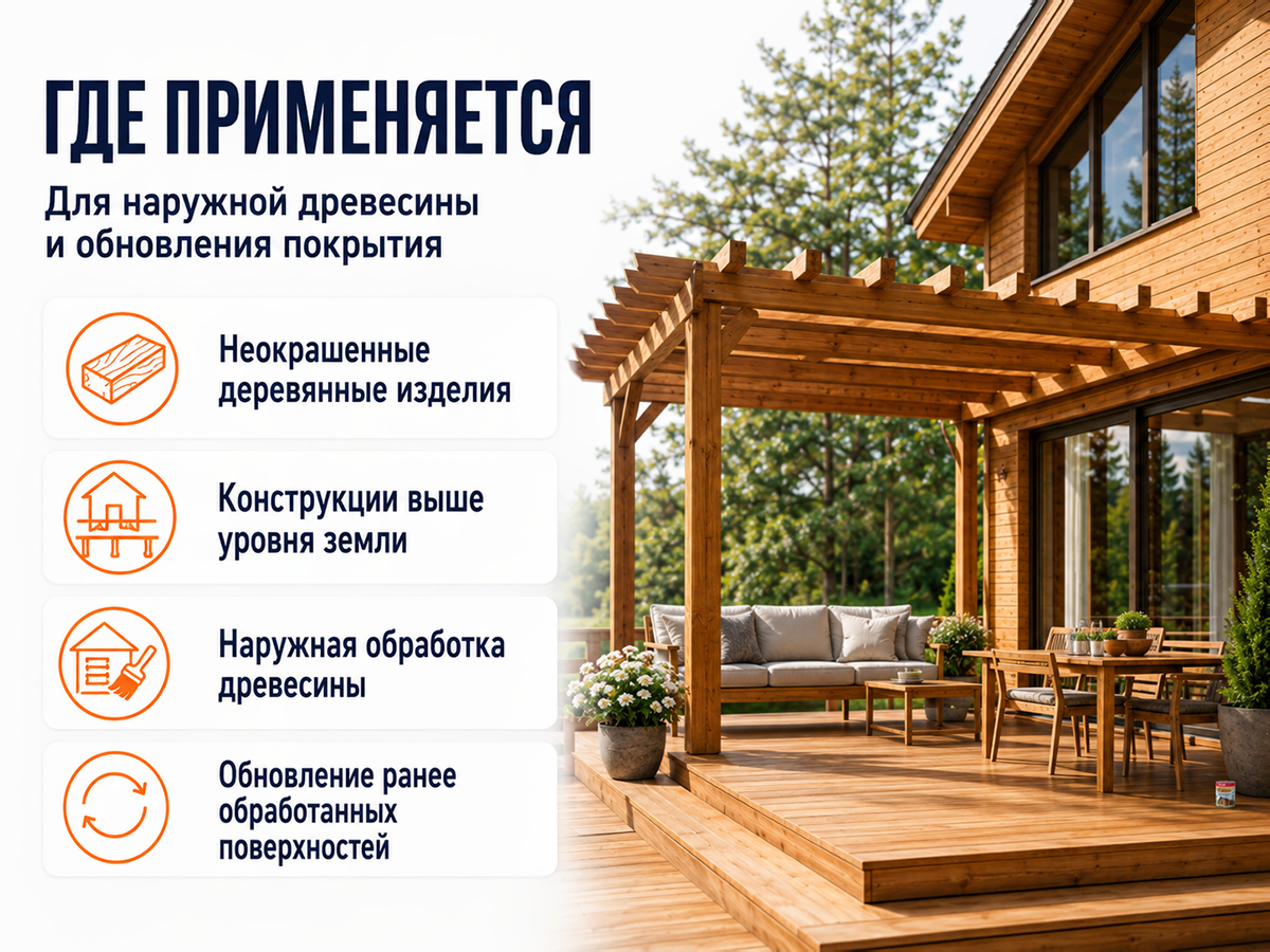 Состав PROFITEX декоративно-защитный для древесины «Груша», 1 л (0,7 кг) фото 4