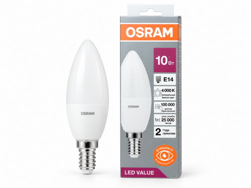 Лампа светодиодная OSRAM LVCLB75, 10 Вт, E14, 4000 К
