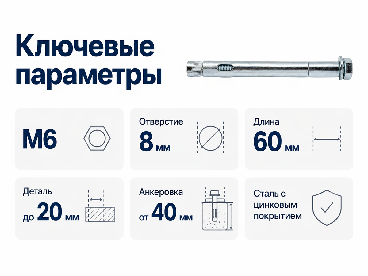 STARFIX анкер с болтом M6×8×60 мм фото 2
