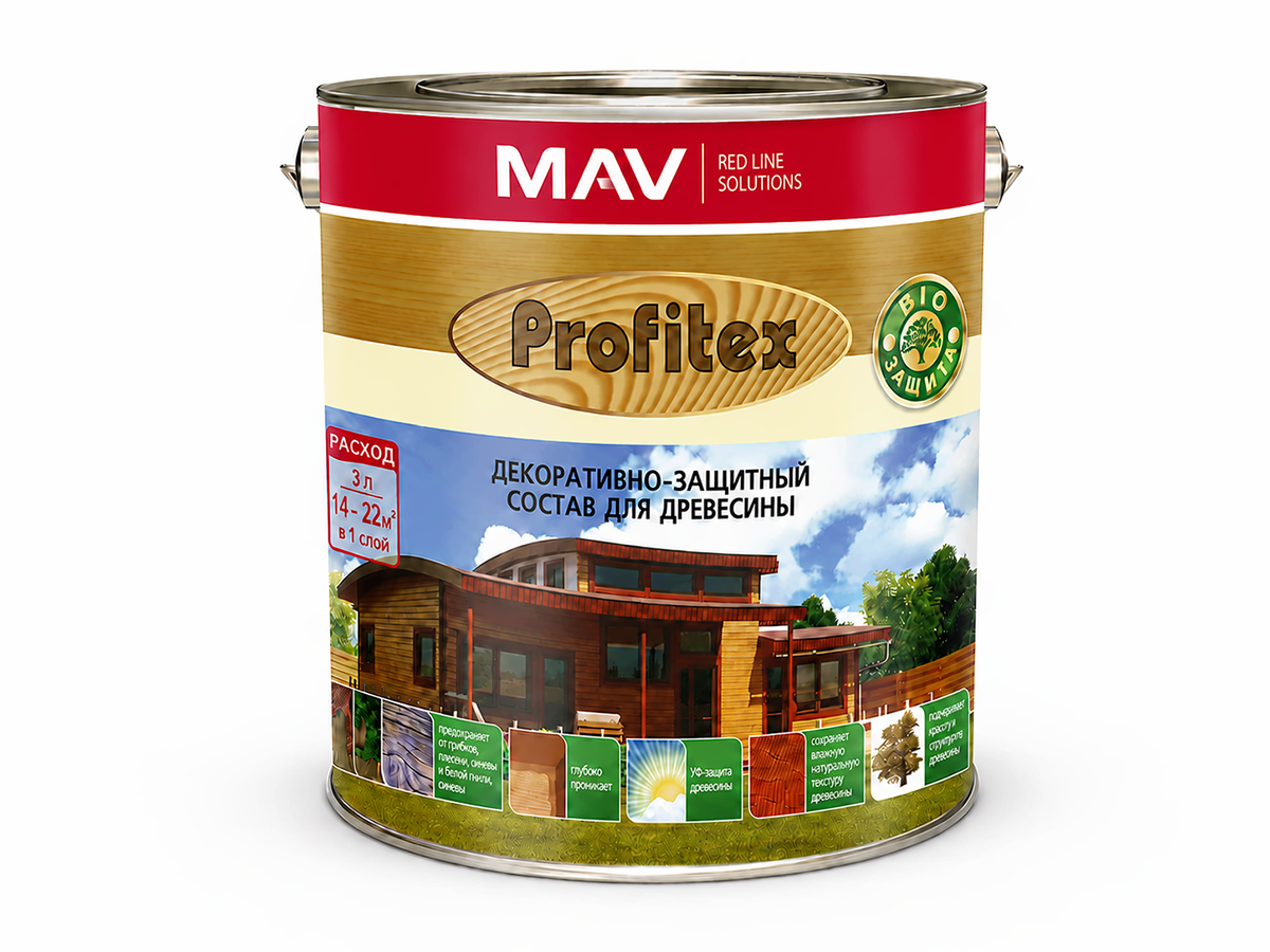 Состав PROFITEX декоративно-защитный для древесины «Черный венге», 3 л (2,2 кг)