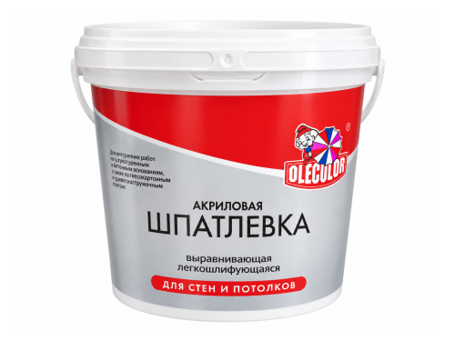 OLECOLOR шпатлёвка акриловая для стен и потолков, 1,8 кг