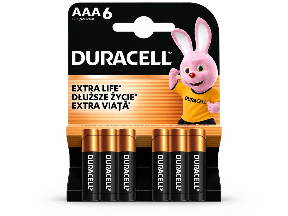 Duracell батарейки AAA (LR03), 1,5 В, 6 шт