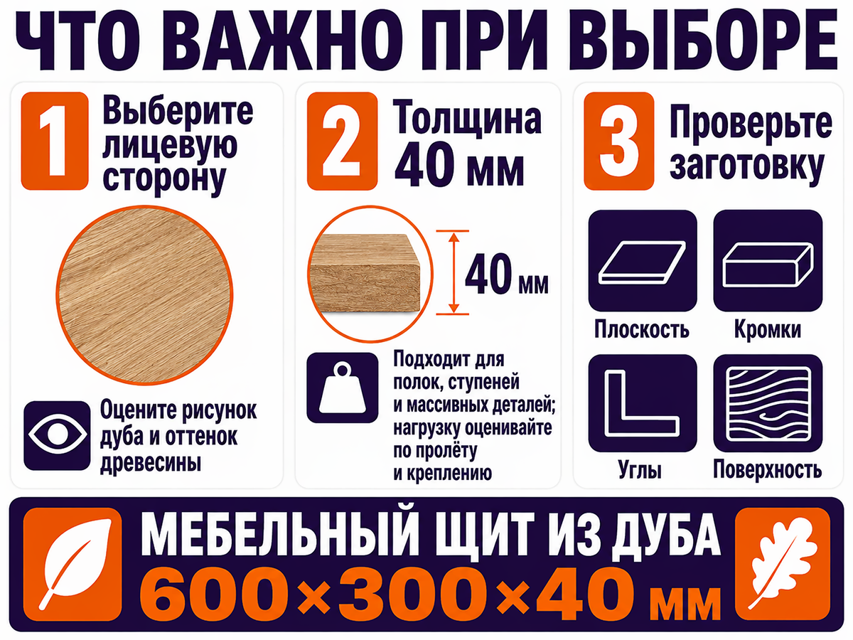 Мебельный щит из дуба цельноламельный, 600×300×40 мм, сорт BC фото 5