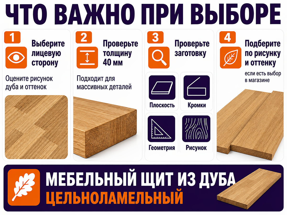 Мебельный щит из дуба цельноламельный, 1000×1000×40 мм, сорт 1/2 фото 5