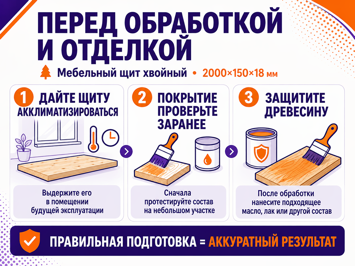 Мебельный щит из сосны/ели 2000×150×18 мм, сорт 1/2