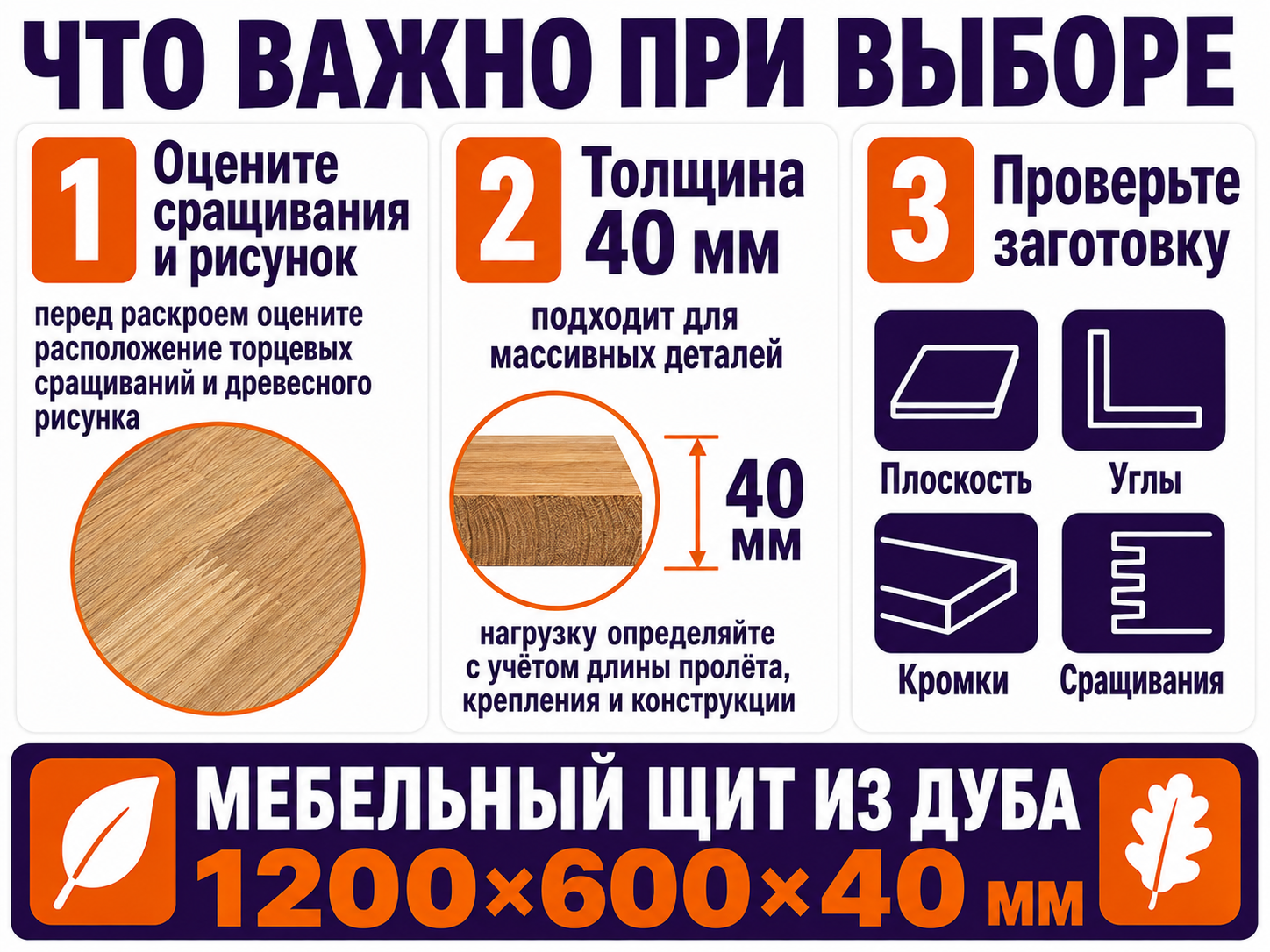 Мебельный щит из дуба сращённый, 1200×600×40 мм, сорт BC фото 6