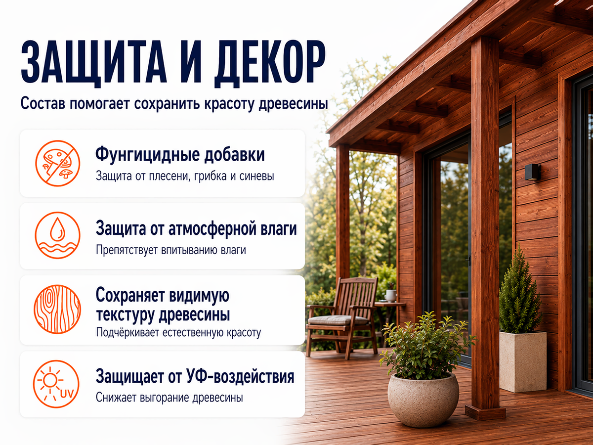 Состав PROFITEX декоративно-защитный для древесины «Красное дерево», 1 л (0,7 кг) фото 3