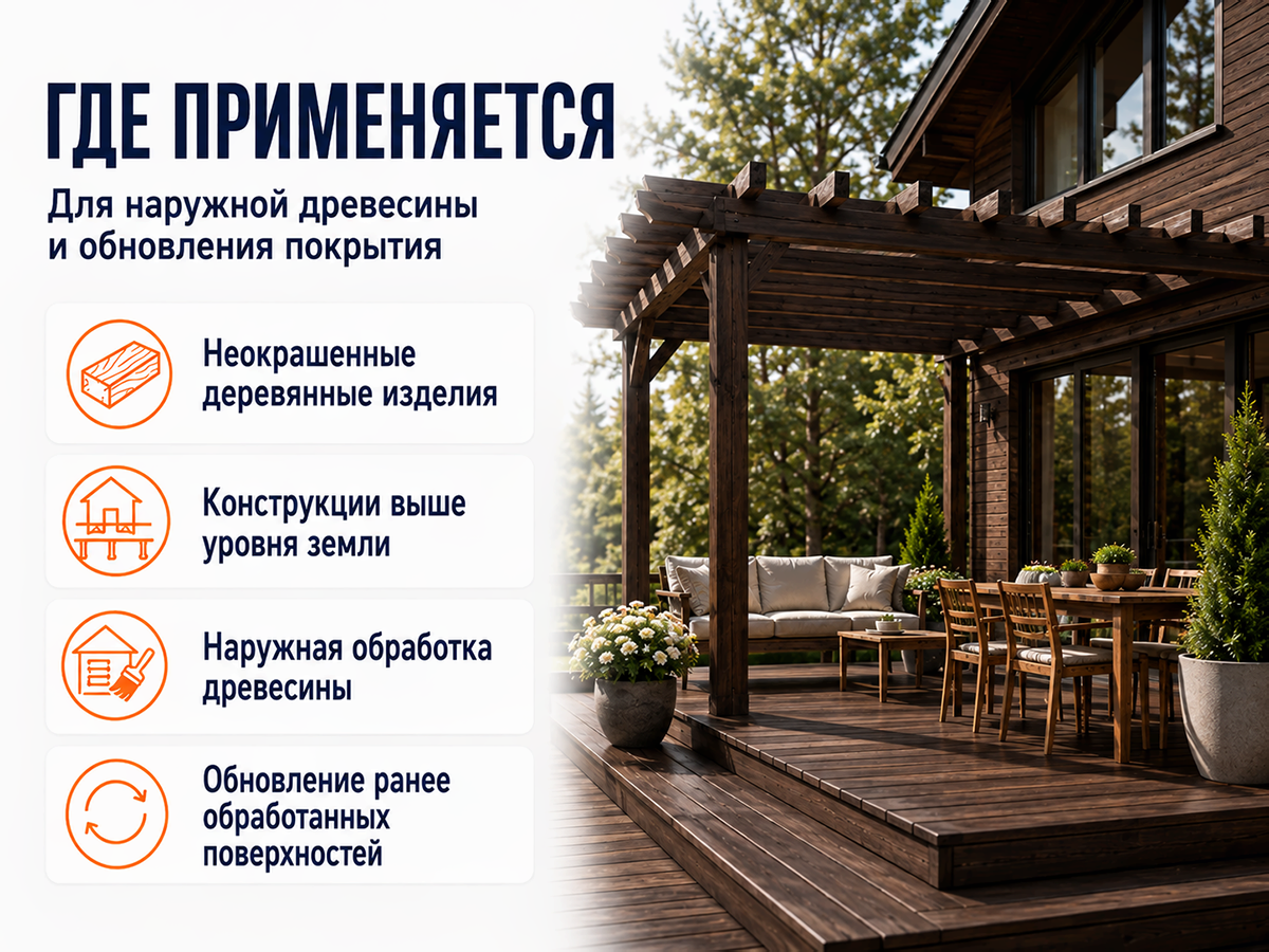Состав PROFITEX декоративно-защитный для древесины «Черный венге», 1 л (0,7 кг) фото 4