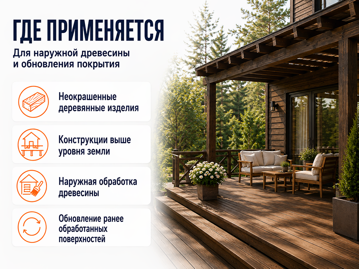 Состав PROFITEX декоративно-защитный для древесины «Мореный дуб», 1 л (0,7 кг) фото 3