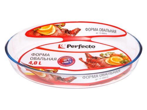 Форма из жаропрочного стекла, 4.0 л, овальная, 393х276х65 мм, PERFECTO LINEA, арт.12-400010